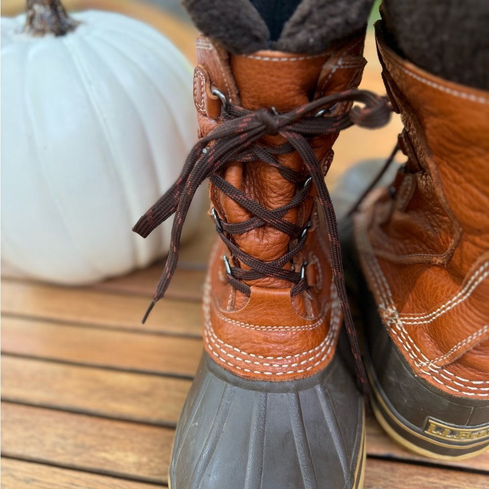 Women's L.L.Bean BROWN Winter Snow Boots Lace-Up Size 8 - Picture 5 of 7